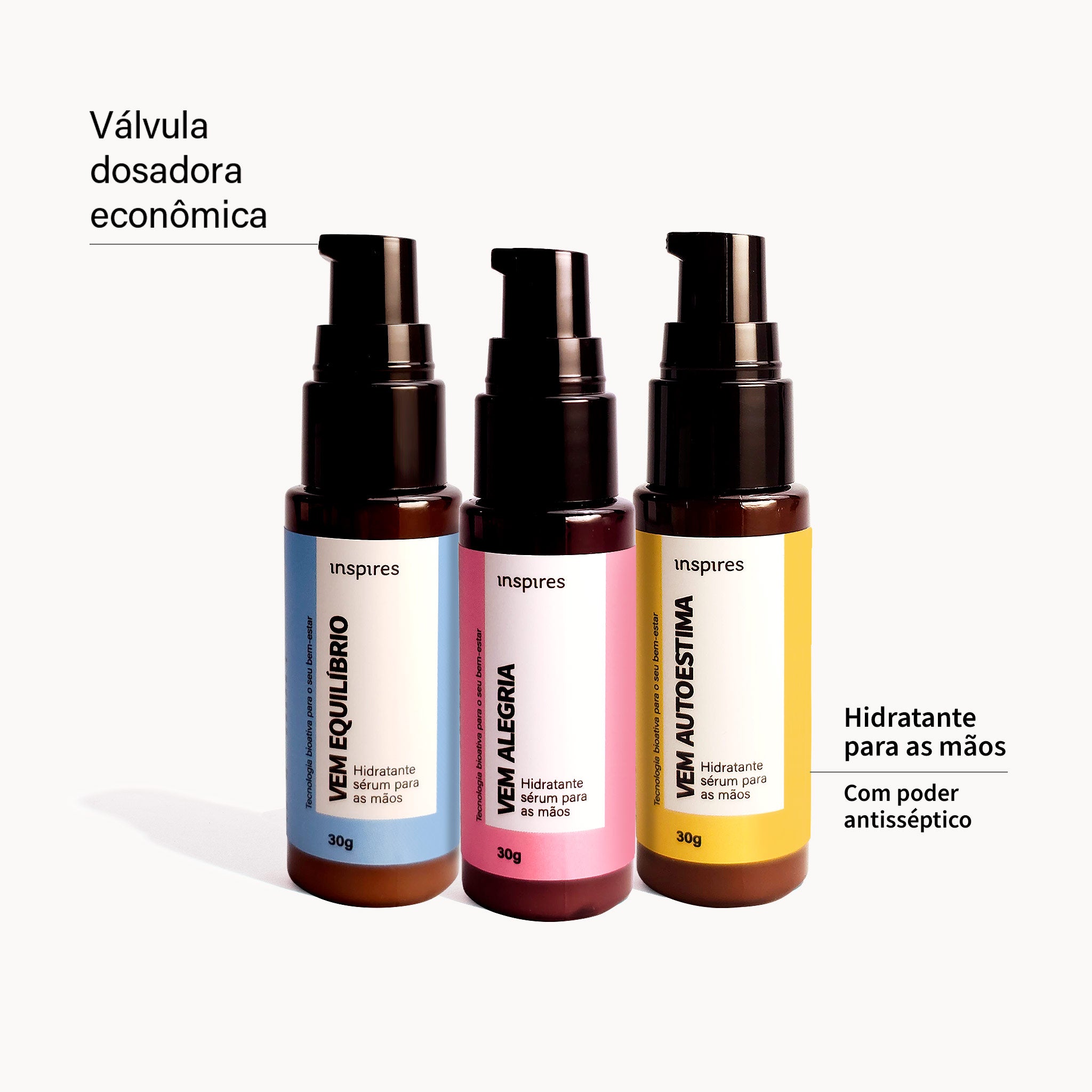TRIO VEM | Hidratantes sensoriais para as mãos com blend de óleos essenciais para o bem-estar