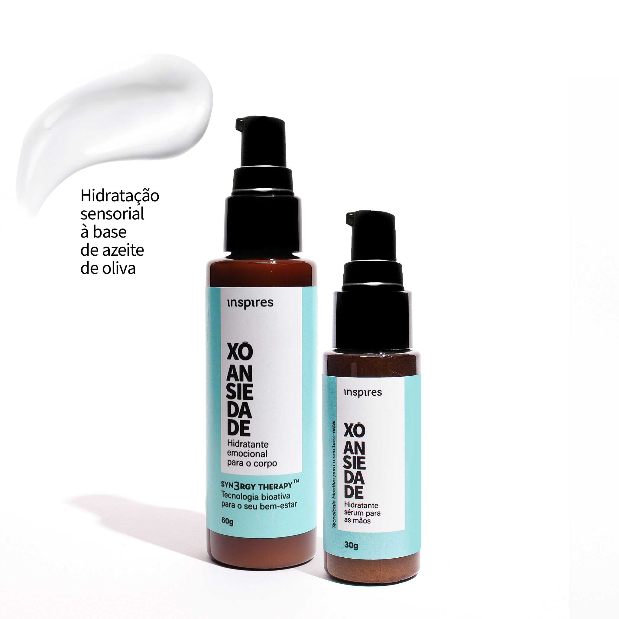 DUPLA XÔ ANSIEDADE | Hidratantes sensoriais (mãos e corpo) com blend de óleos essenciais calmantes