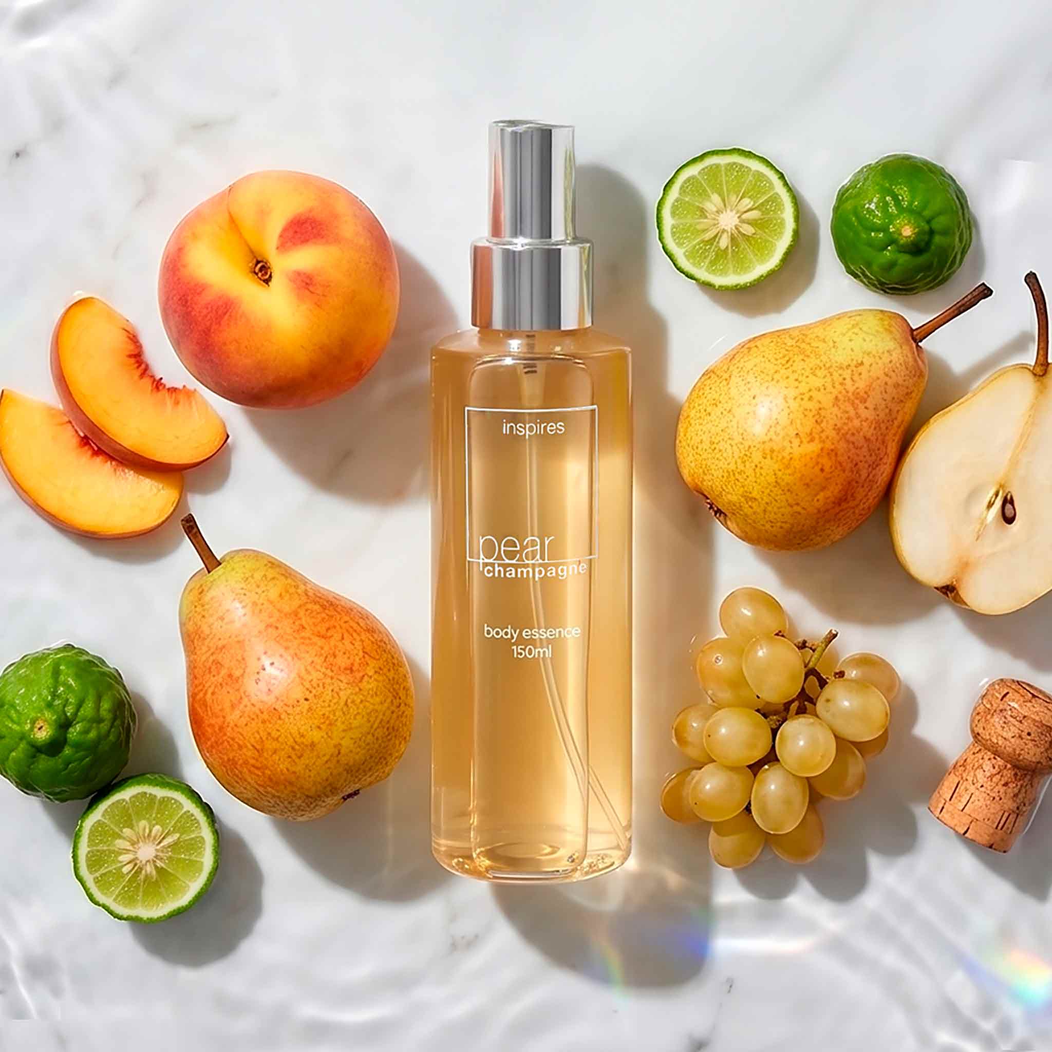 PEAR CHAMPAGNE 150ml | Body Essence frutal sofisticado que desperta o entusiasmo. Compre e Ganhe 1 Travel Size