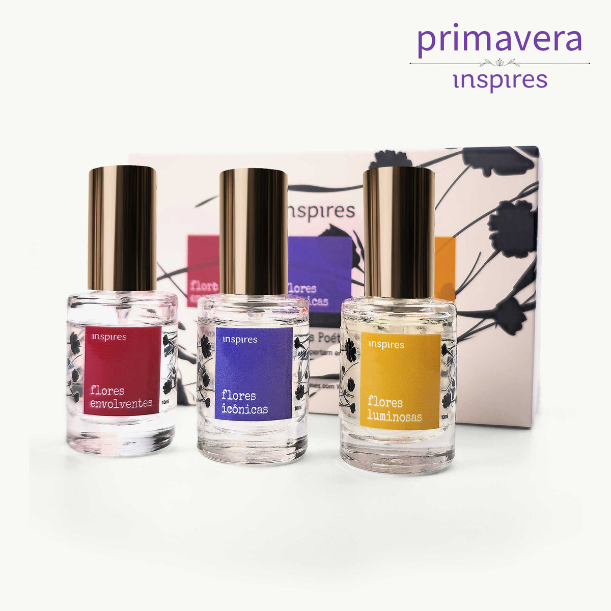 COLEÇÃO MINI FLORES POÉTICAS |  Um jardim de emoções  3 X 10 ml | Um perfume para cada momento