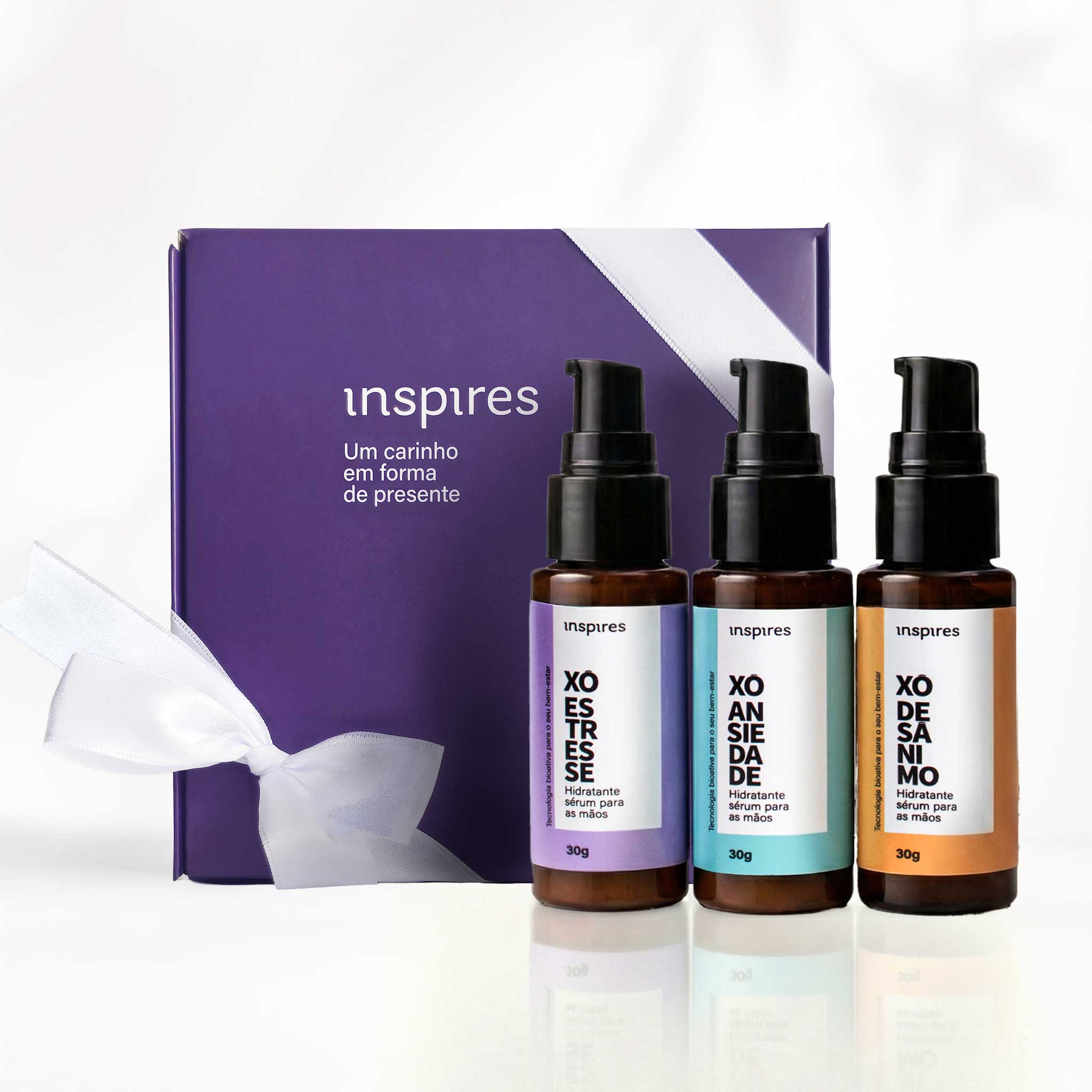 TRIO XÔ  [Embalagem de Presente] Hidratantes sensoriais para as mãos com blend de óleos essenciais para o bem-estar.