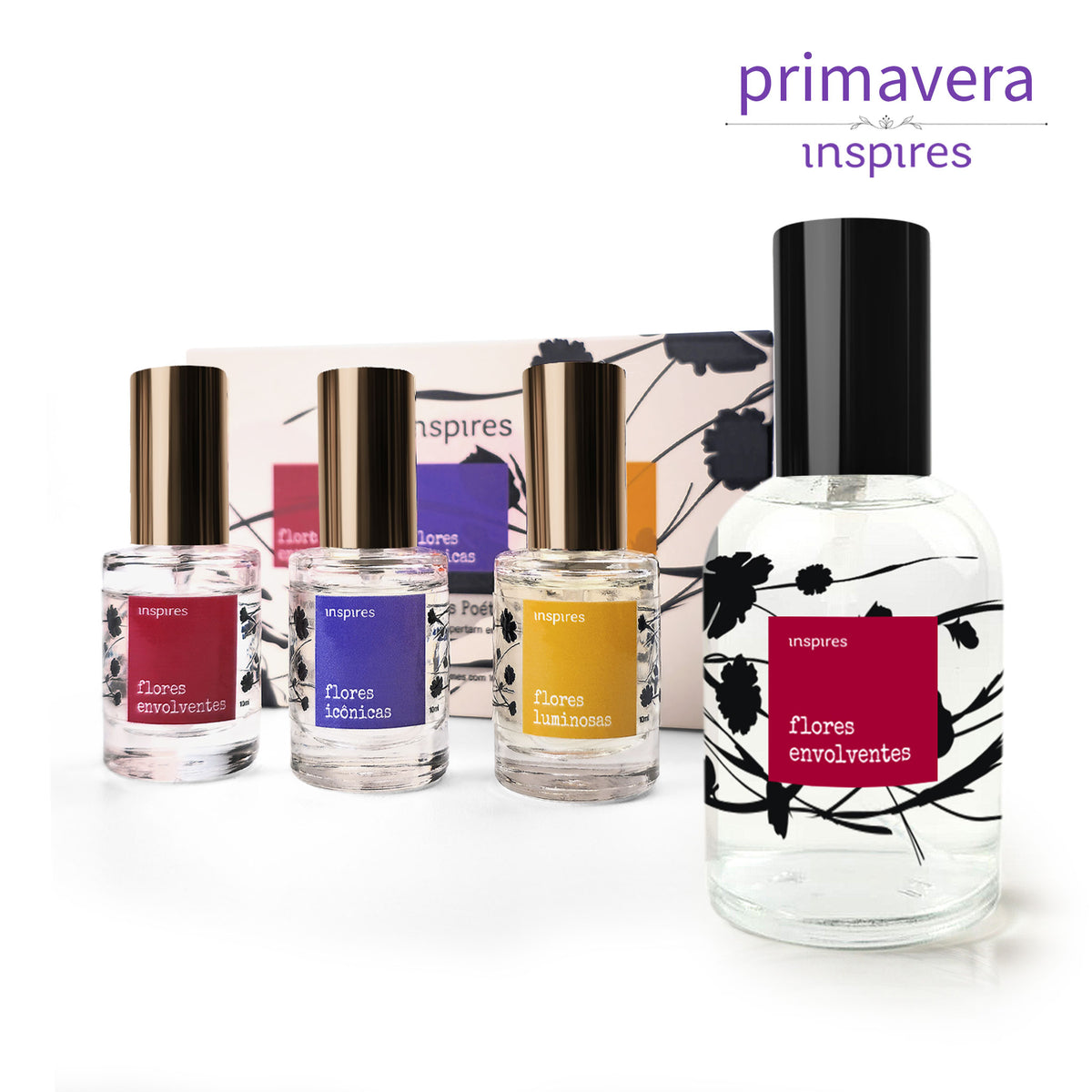 KIT ENVOLVENTE: COLEÇÃO MINI FLORES POÉTICAS e ENVOLVENTES |  Um jardim de emoções | Um perfume para cada momento.