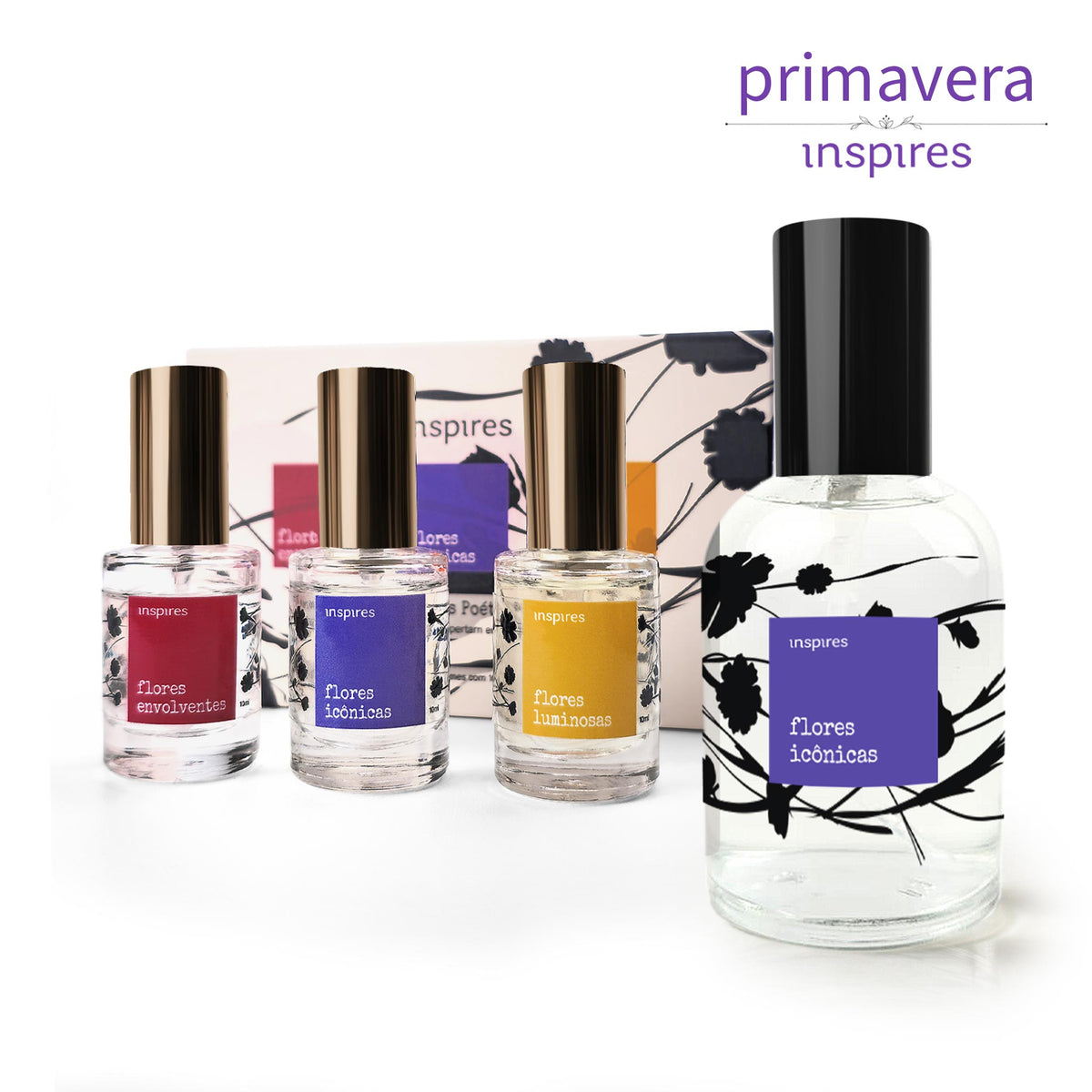 KIT ICÔNICA: COLEÇÃO MINI FLORES POÉTICAS e ICÔNICAS |  Um jardim de emoções | Um perfume para cada momento.